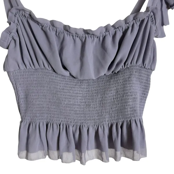 Wilfred Ballad Lavender Purple Chiffon Smocked Tie Shoulder Ruffled Top S - Image 7