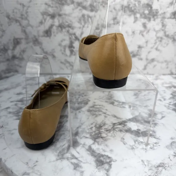 Enzo Angiolini Square Toe Ballet Flat Size 7.5 Camel Tan Leather Double Buckle - Image 5