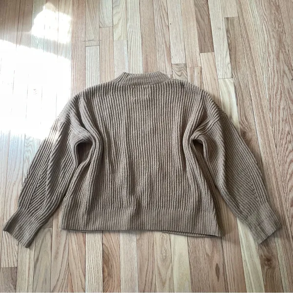 Abercrombie & Fitch Ribbed Mock Neck Knit Sweater Womens Small Brown Cropped - Image 8