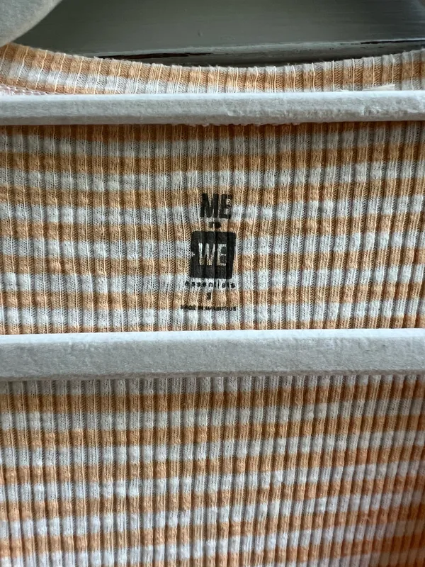 Me To We PacSun Yellow Striped Top Cinch Lettuce Edge XS - Image 3