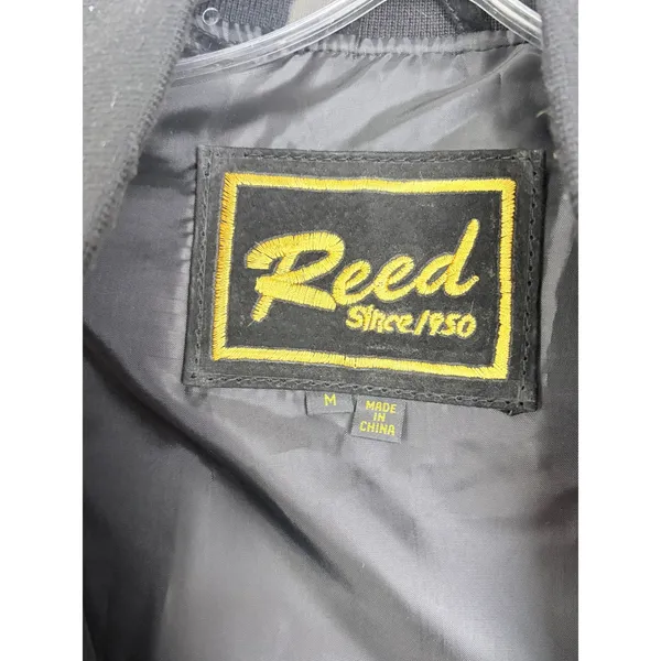 Vintage 90s Black Suede Bomber Jacket Minimalist Leather Reed M - Image 4