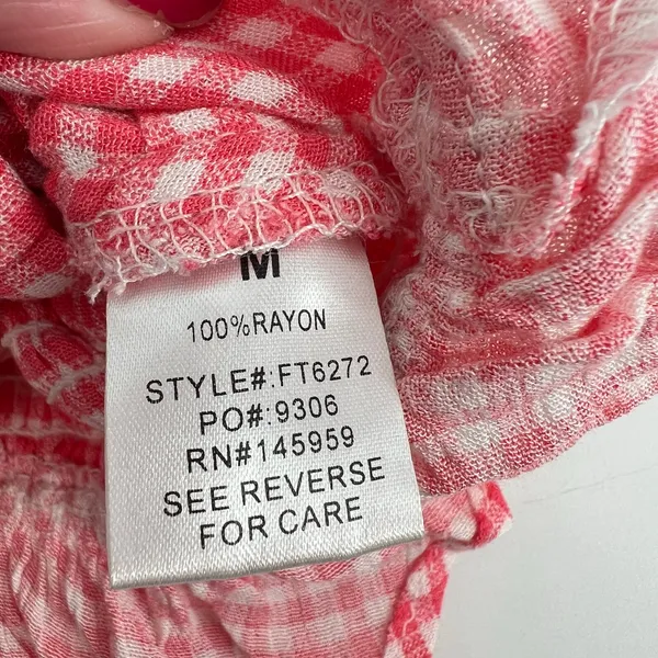 Dress Forum red & white gingham print crop tank top front bow knot ruffle medium - Image 7