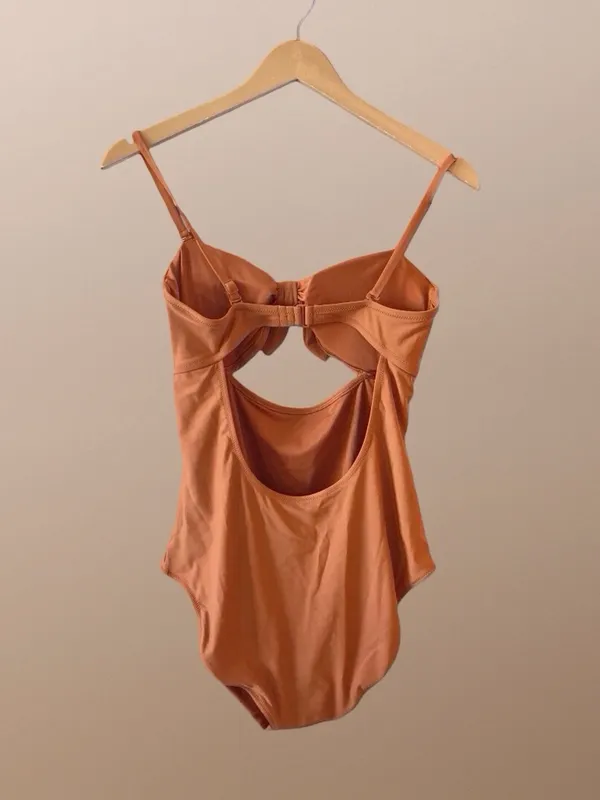 Aerie Swimsuit Copper Halter Knot Cutout One Piece Swimsuit Size Large - Image 9