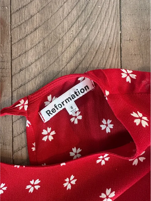 Reformation Bard Floral-Print Crepe Mini Dress in Red Women’s size 6 - Image 8