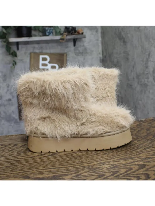 A New Day Faux Fur Platform Booties Fuzzy Brown 7M - Image 7
