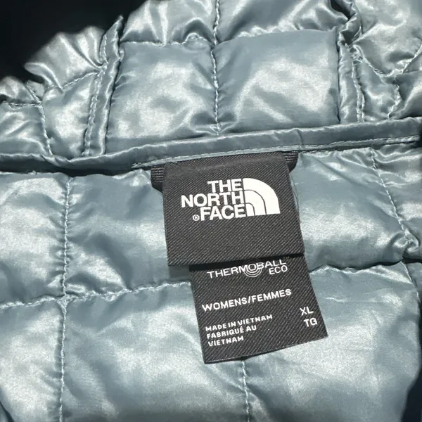 The North Face ThermoBall Hooded Puffer Jacket Women's XL Blue Insulated Coat - Image 3