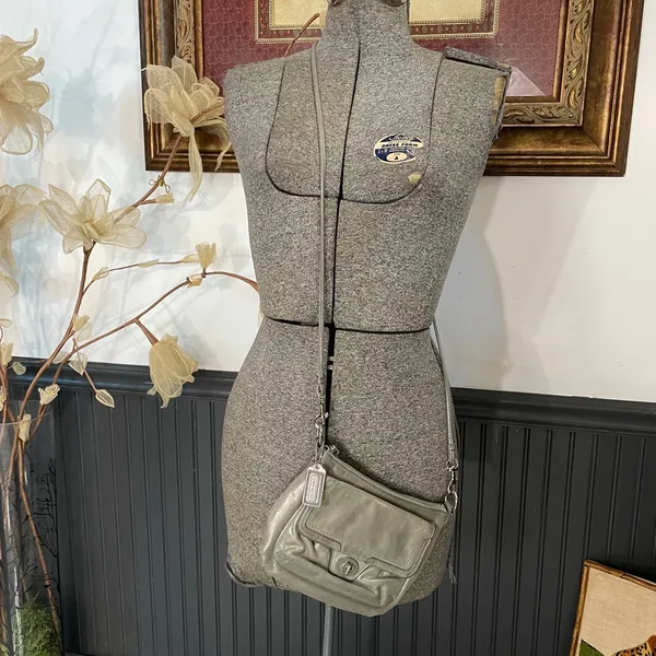 COACH Poppy Silver Metallic Gray Leather Crossbody Bag 🧡🎀 - Image 2