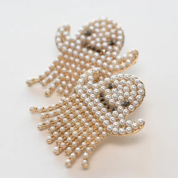 Pearl Ghost Halloween Earrings‎ New Gold - Image 3