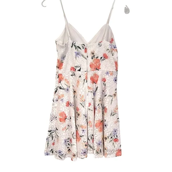Trixxi Floral Lace Mini Dress Women Small White‎ Fit Flare Boho Romantic Dainty - Image 4