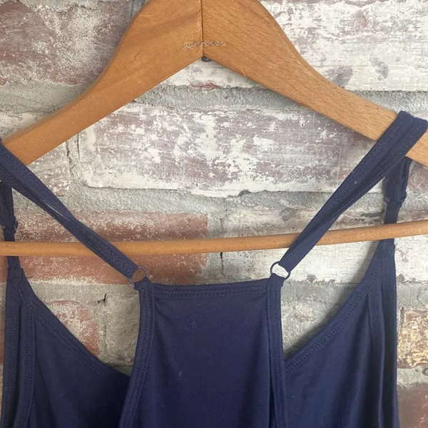 Navy Razor Back Loose Fitting Workout Top with Pockets Size S Blue - Image 5