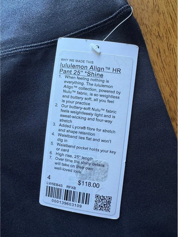 Lululemon Align High Rise 25” Shine Radiate Foil Black Size 4 NWT - Image 5