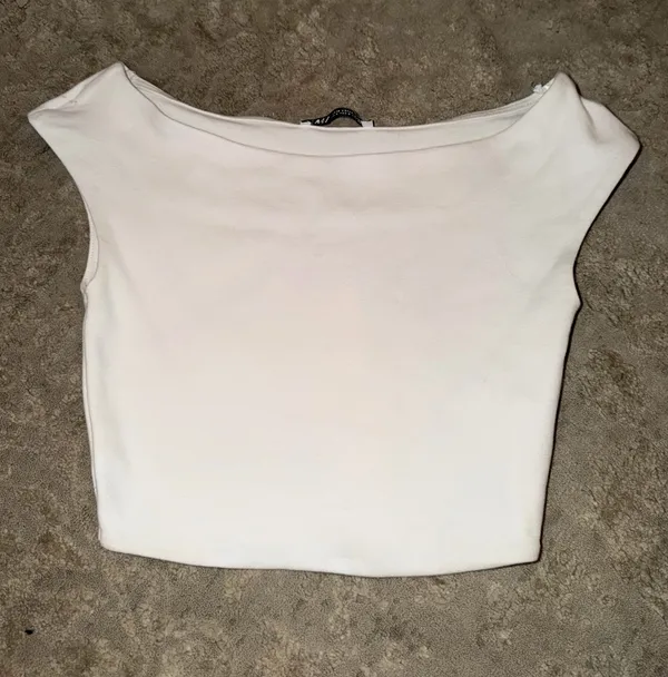 Zara white cropped off the shoulder top - Image 2