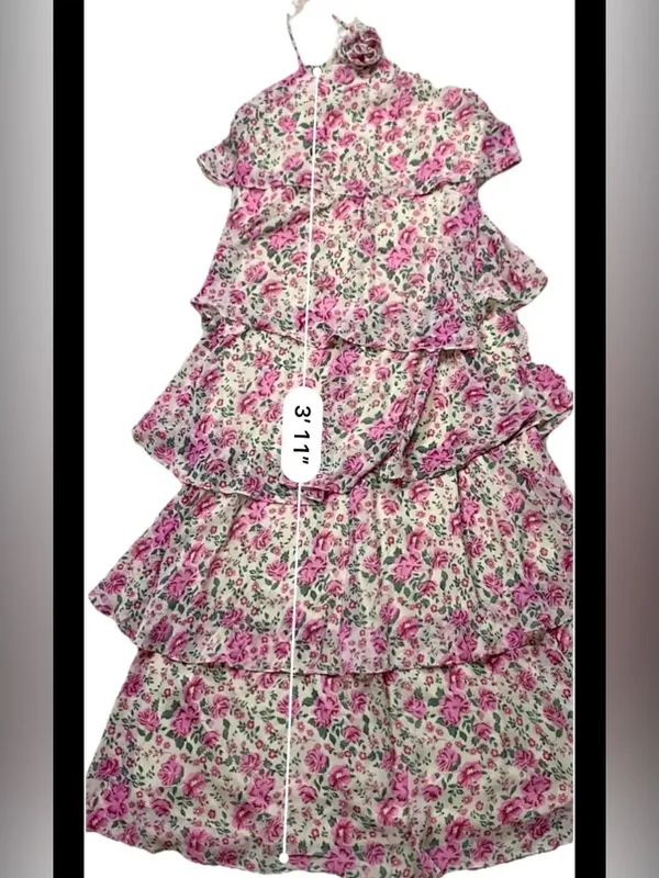 Vero Moda Felicia Halter Maxi Dress L Pink Floral Autumn Wedding Guest - Image 11