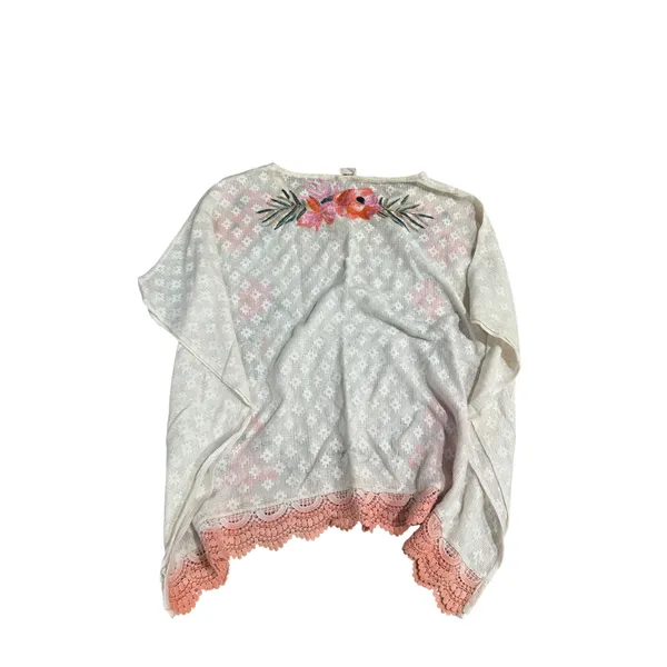 AKEMI + KIN Cream Embroidered Floral Lace Trim Poncho Top Size‎ XS Boho Beach - Image 2