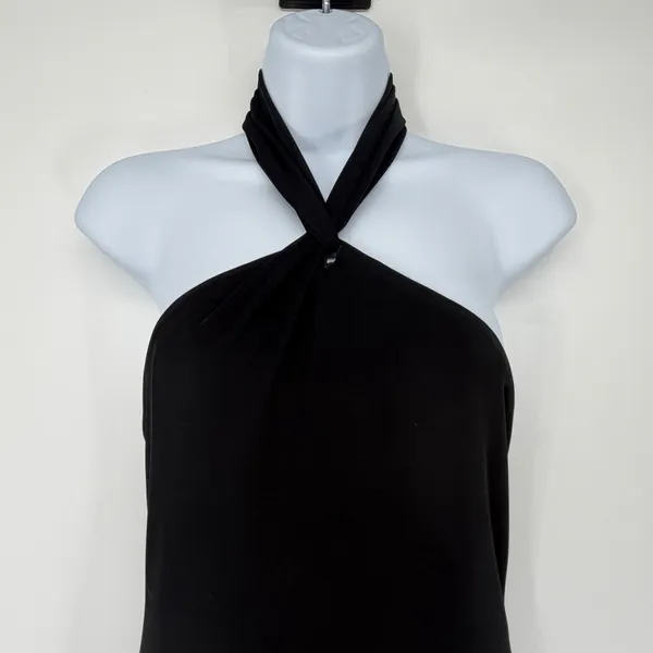 David Meister‎ Womens Black Halter Neck Sleeveless Maxi Gown Dress Size 6 - Image 3