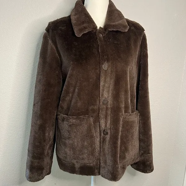 Brandon Thomas Reversible Suede Fur Jacket Women’s Small S Brown with Pockets - Image 2