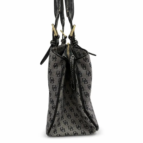 Dooney & Bourke Signature Monogram Jacquard Satchel Gray‎ Black Shoulder Bag - Image 3