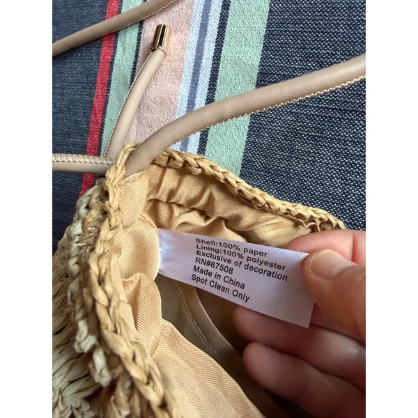 NWT XIIX Straw Bucket Bag Tan Woven Crossbody Coastal Resort Beach Boho - Image 7