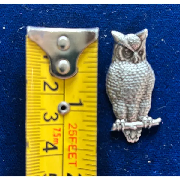 Vintage Sterling Silver Perched Owl Pendant Slide 1.5"x 1" Wisdom Luck - Image 11