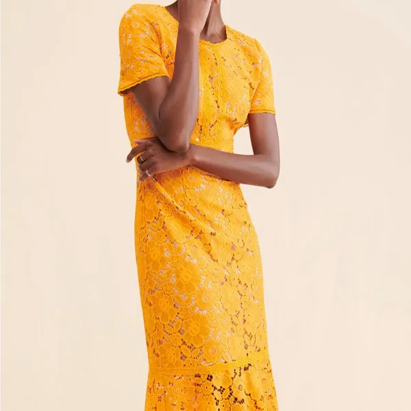 👗 🌟 Anthropologie Rachel Parcell Orange Lace Midi Dress S like XS 0 2 Wedding - Image 4