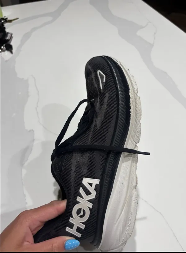 Hoka Clifton 9 Black and White Running Shoes - Image 2