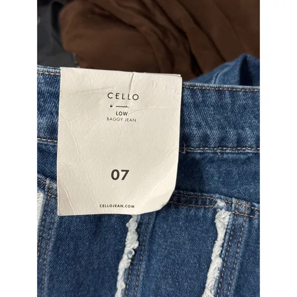 Cello Low Baggy Jean Frayed Distressed Stripe Wide Leg Slouchy Y2K Grunge‎ Indie - Image 5