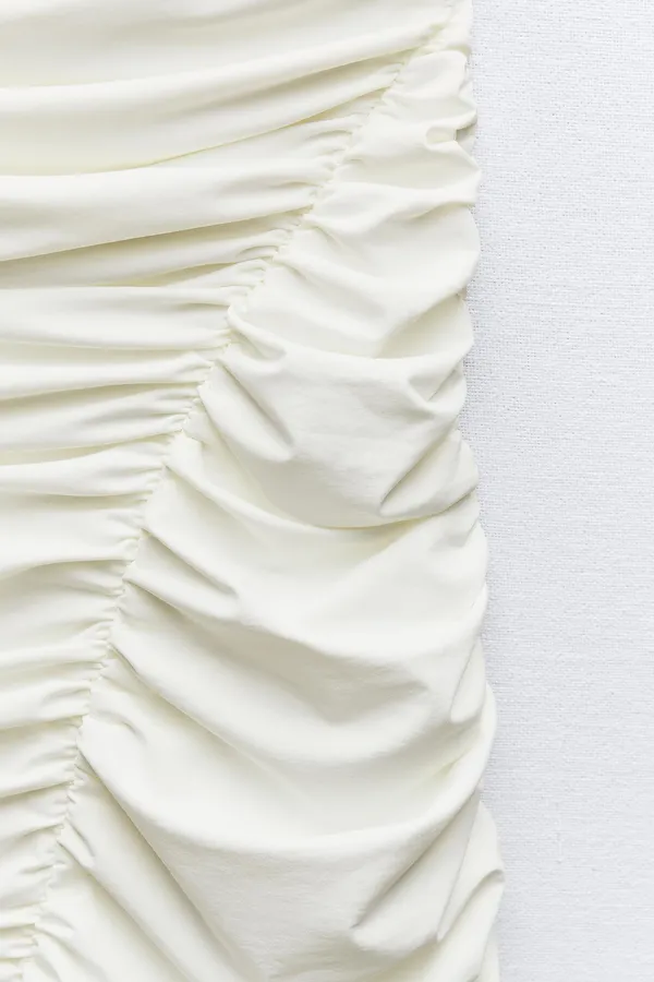 ZARA Sad maxi dress ruched stretch white wedding Elegant White One-Shoulder evening - Image 15