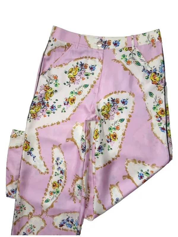 NWT Tory Burch Silk Cargo Pant in Pink Porcelain Floral Wide Leg Pants 4 - Image 7
