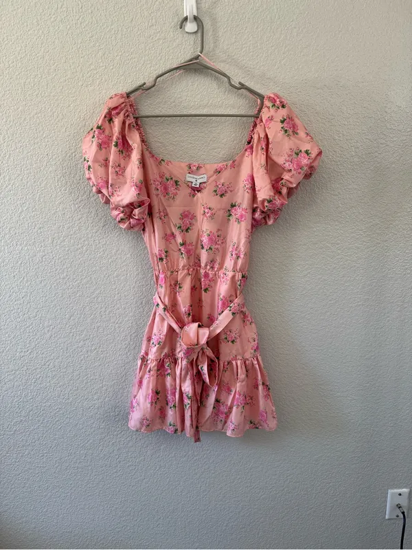 LoveShackFancy x Target Pink Floral Puff Sleeve Mini Dress NWT Cottagecore - Image 3