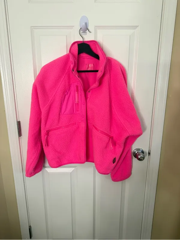 Free People Hit The Slopes Fleece Jacket in Pink S - Image 2