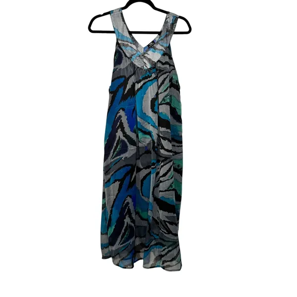 PSD Plus Size‎ Blue Abstract Print Maxi Dress Sleeveless V Neck Casual - Image 9