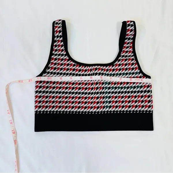 Fabletics Camryn Houndstooth Seamless Bra - Red/Green/Black - XS - Image 7