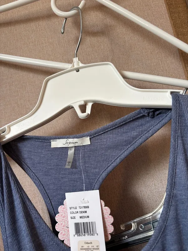 FINAL MARKDOWN Soprano Women's Knot-Front Tank Top — Heather Blue Medium NWT - Image 4