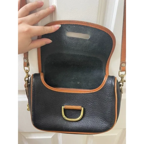 Vintage Dooney & Bourke Horseshoe Brass Bit Clutch Saddle Bag Black USA - Image 4