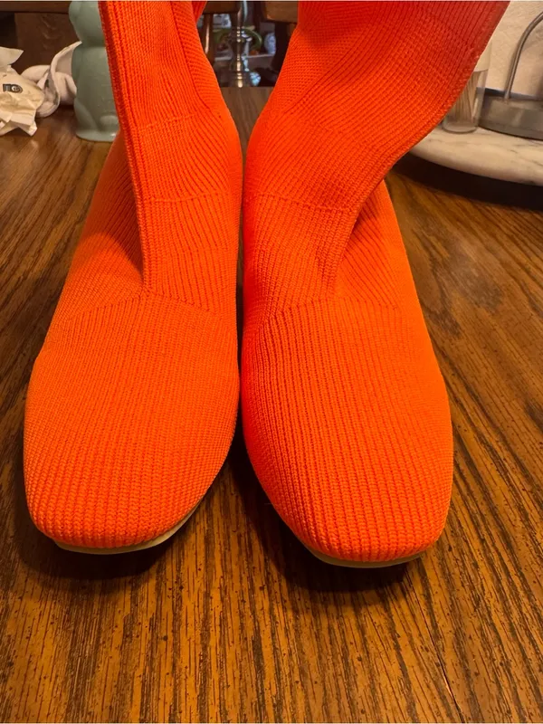 Orange knit sock boots - Image 2