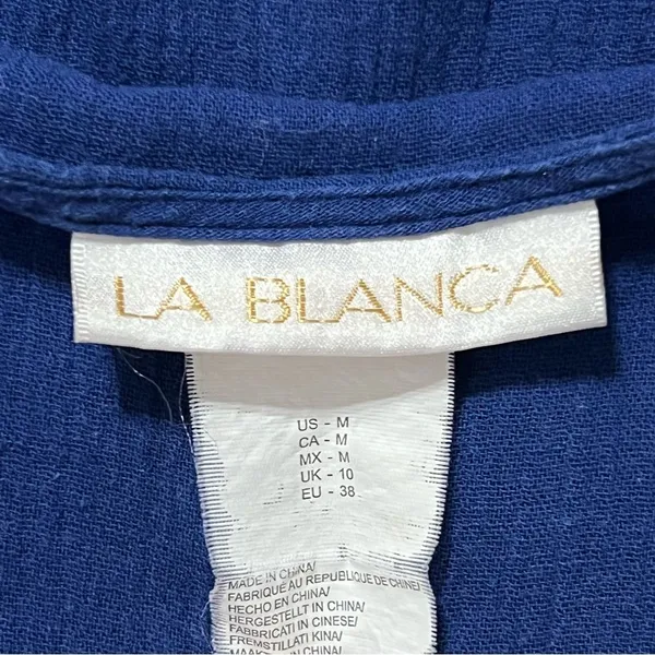 La Blanca Womens Beach Tunic Coverup Size M Blue Coastal Resort Lightweight - Image 9
