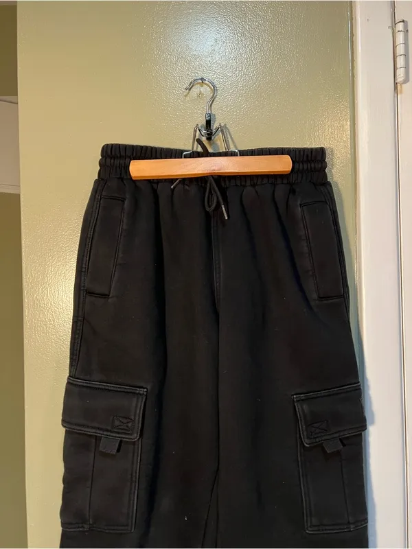 FB County Women's Size Small Heavyweight Baggy‎ Cargo Sweatpants Black Cotton - Image 5