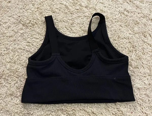 Aerie Offline By Black Ribbed Sport Bra Medium - Image 2