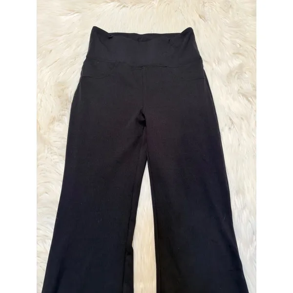 Halara Womens Sz Small Regular Cropped Flare Trouser Black Pull On Ponte Pockets - Image 3