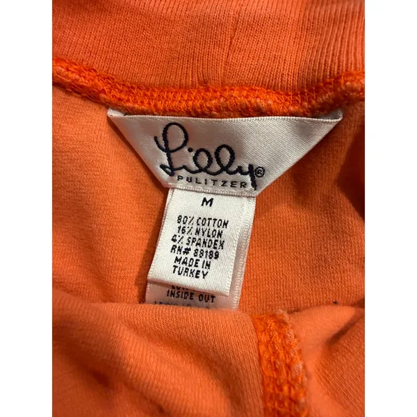 Lilly Pulitzer Orange Terry Cloth Mini Skirt Drawstring Palm Tree Embroidery M - Image 4
