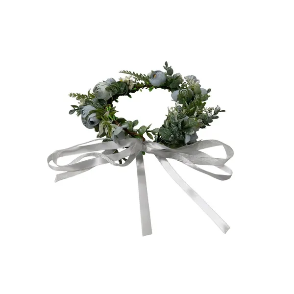 Dusty Blue Floral Crown Flower Halo Adjustable Ribbon Wedding Festival Boho‎ - Image 10