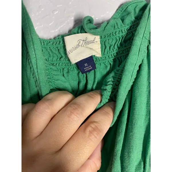 Universal Thread Green Linen Blend Smocked Midi Dress Boho Resort Vacation XL - Image 8