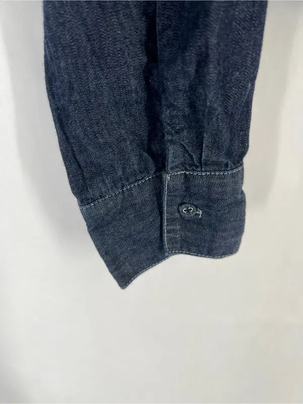 Avec Les Filles Ruffle Yoke Denim Button-Up Shirt Medium Blue Size M - Image 4