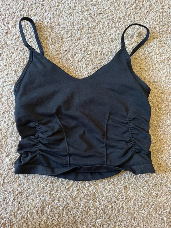Free People Movement Good Karma Ruched Tank Top Black - Image 2