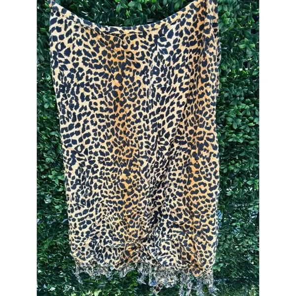 Henna‎ Leopard Print Camisole Top Frayed Fringe Hem Rayon One Size Animal Print - Image 4