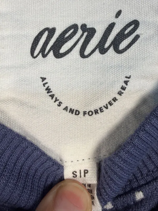 Aerie Blue Textured Dot Cropped Crewneck Sweatshirt- I also have the matching sh - Image 4