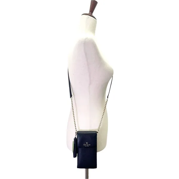 NWT Kate Spade North South Pebbled Leather Phone Crossbody Black Tassel Travel - Image 5