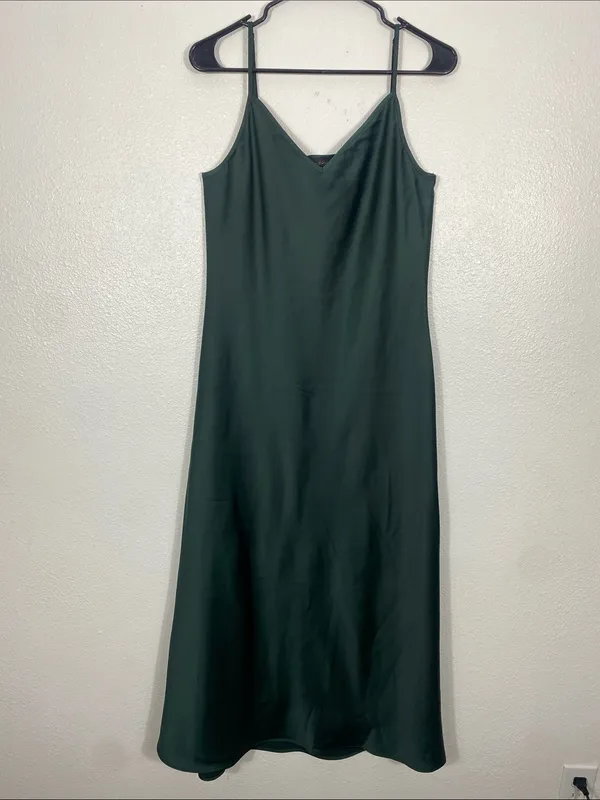 House of Harlow 1960 Emerald Satin Slip Dress Size M - Image 2