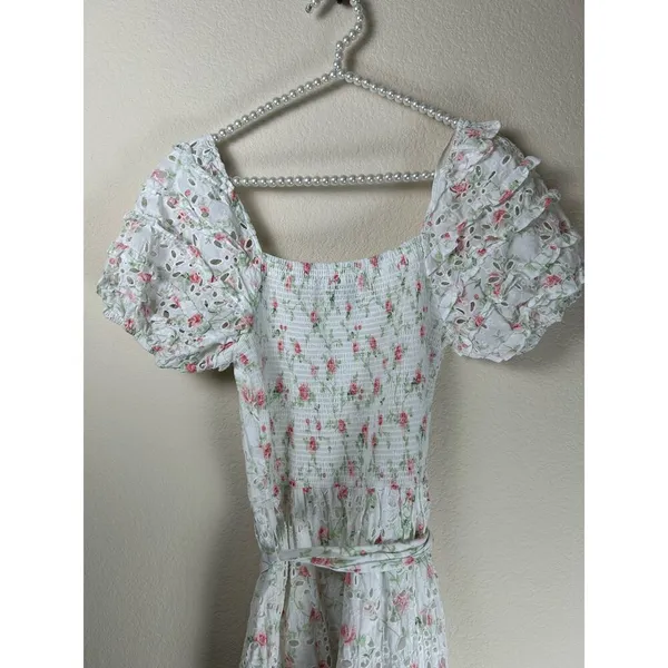LoveShackFancy Clementine Eyelet Dress Size 2 Coquette Floral Girly Midi Length - Image 11