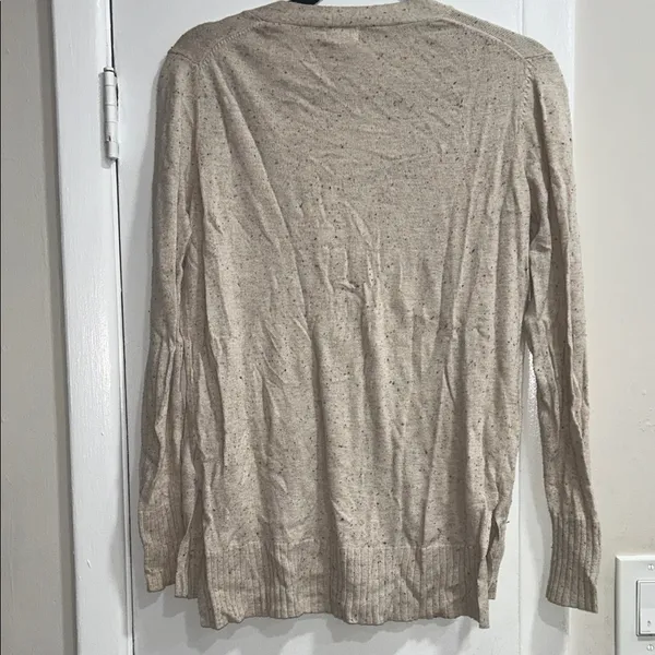 Cream Speckled Cardigan Cardigan Button Up Sweater Ribbed Sleeves and Bottom XS - Image 8